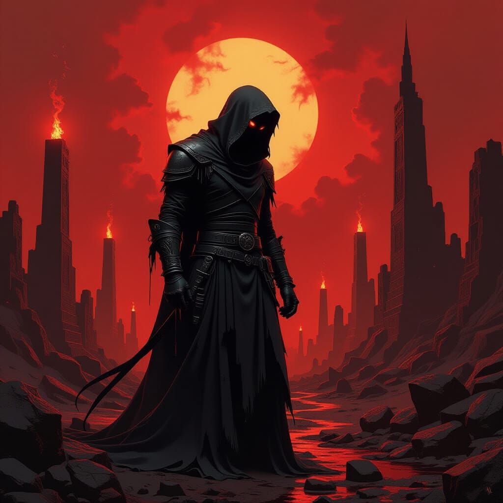 Hellish Dreamscape Creature in Beksiński Style