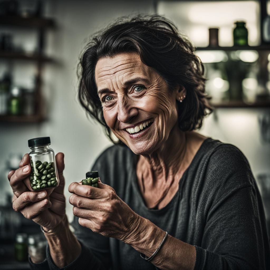 Portrait of Woman Making Kratom Capsules