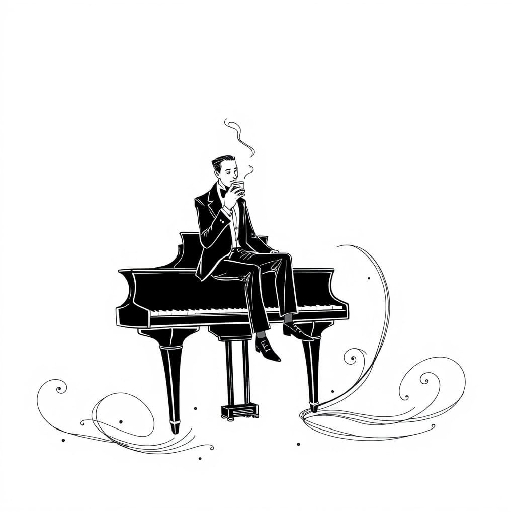 drawing in the style of Al Hirschfeld