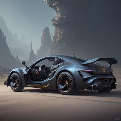 Futuristic Car Concept Art in Detailed Matte Style