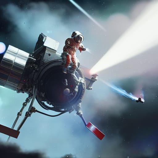 Cinematic Outer Space Scene in Hyperrealism Style