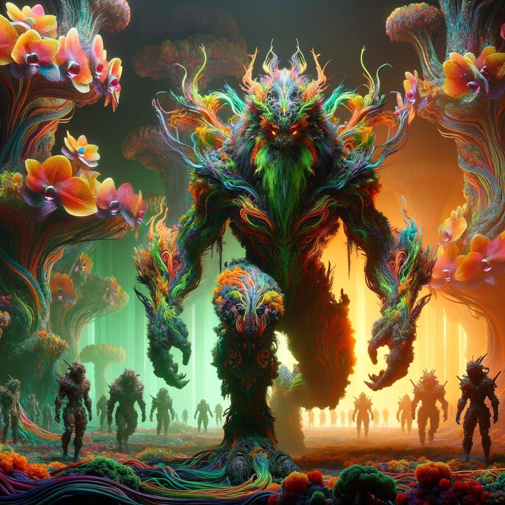 Otherworldly Multicolored Hybrid in Alien Forest