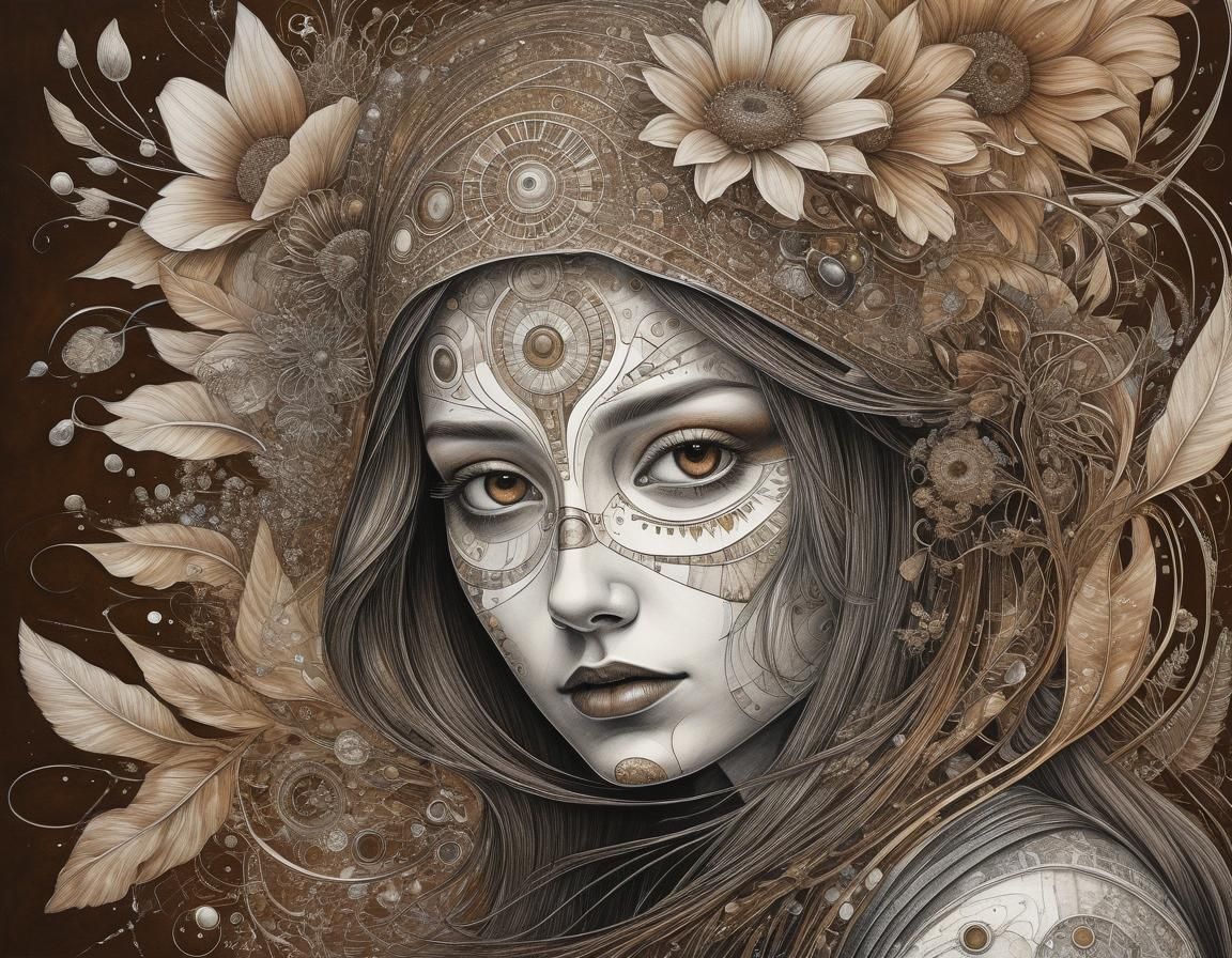 Ethereal Seeker: Abstract Surrealist Charcoal Drawing