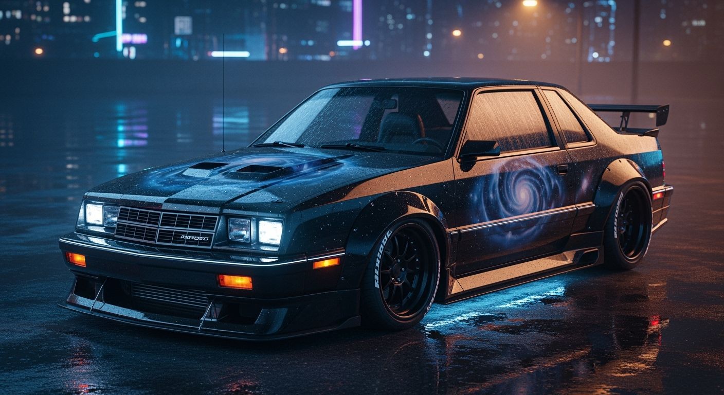 Restomodded 1987 Dodge Aries Coupe in Cyberpunk City