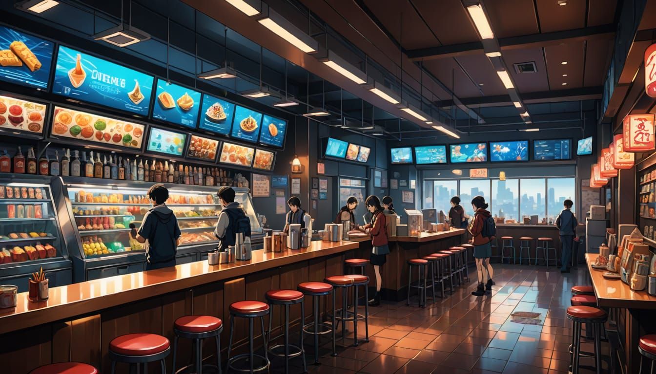 Bigberg Terminal Snack Bar in Anime Style