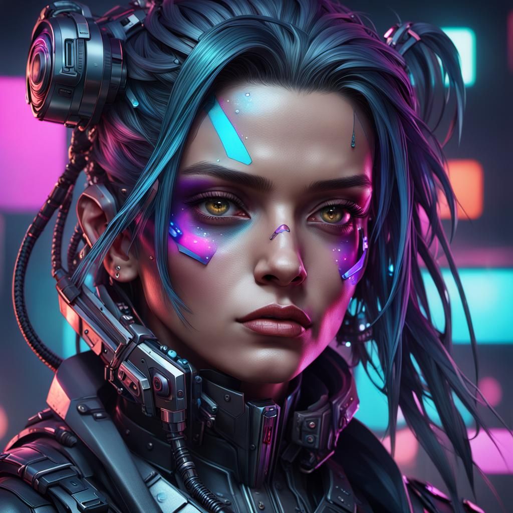 Cyberpunk Portrait in Hyperdetailed Digital Art Style