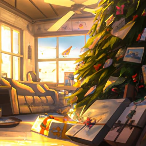 Christmas Living Room in Studio Ghibli Style