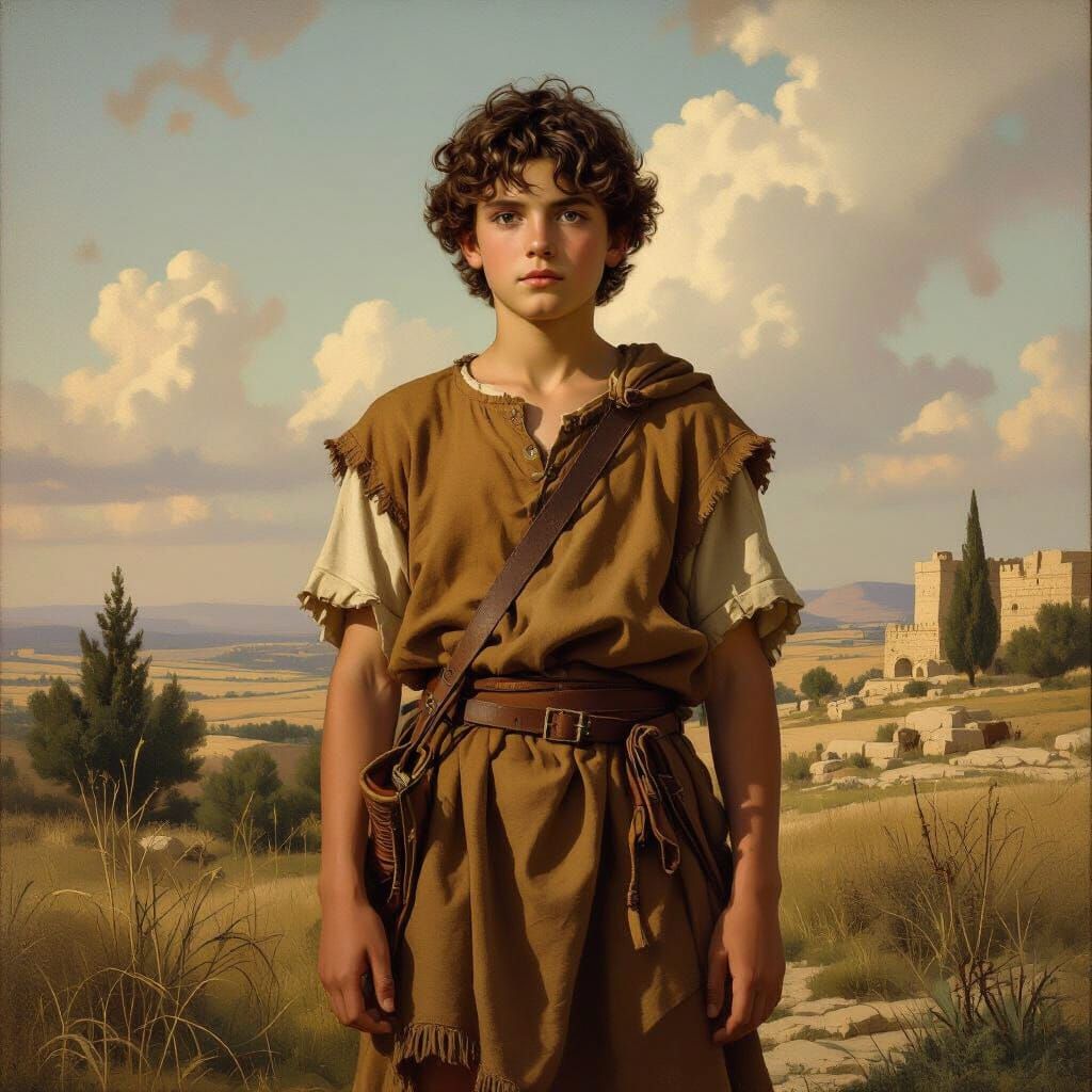 Young David in Ancient Israel, Realism Style