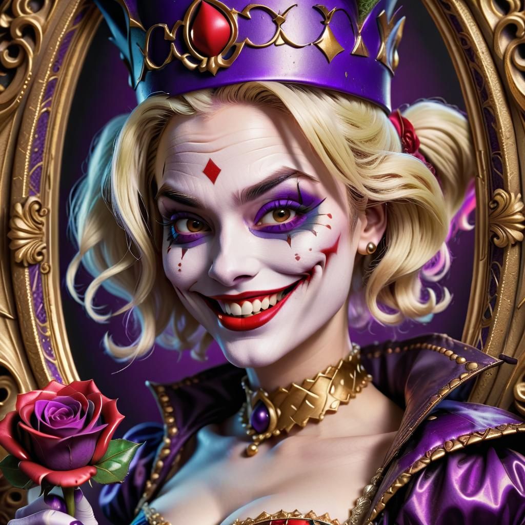 Harley Quinn as Joker in Retro Playing Card Art