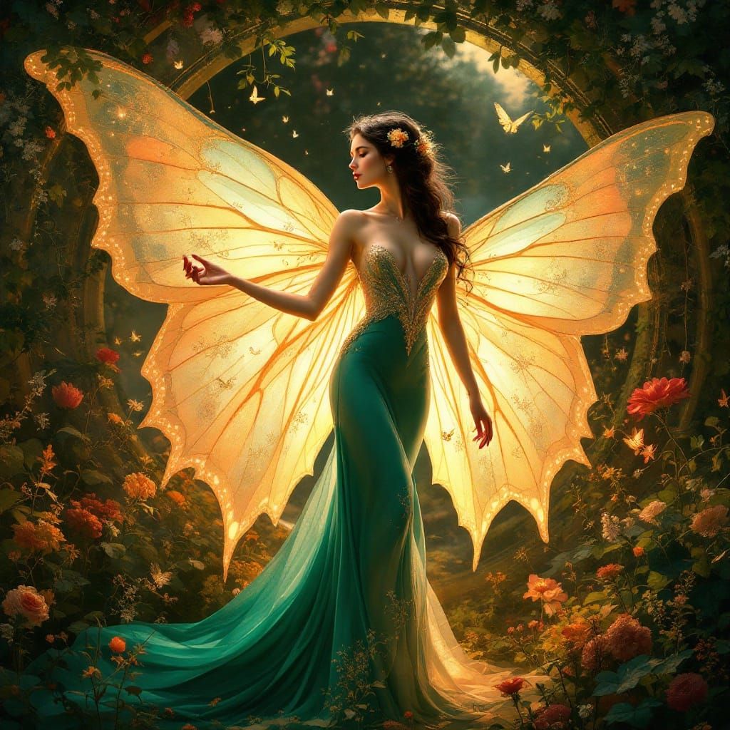 Ethereal Beauty in Art Nouveau Garden