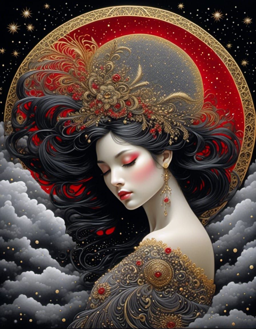 Starry Storm: Maximalist Art Deco Woman