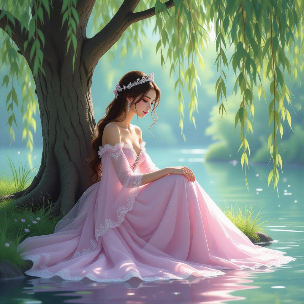 Princess in Garden, Digital Art Style