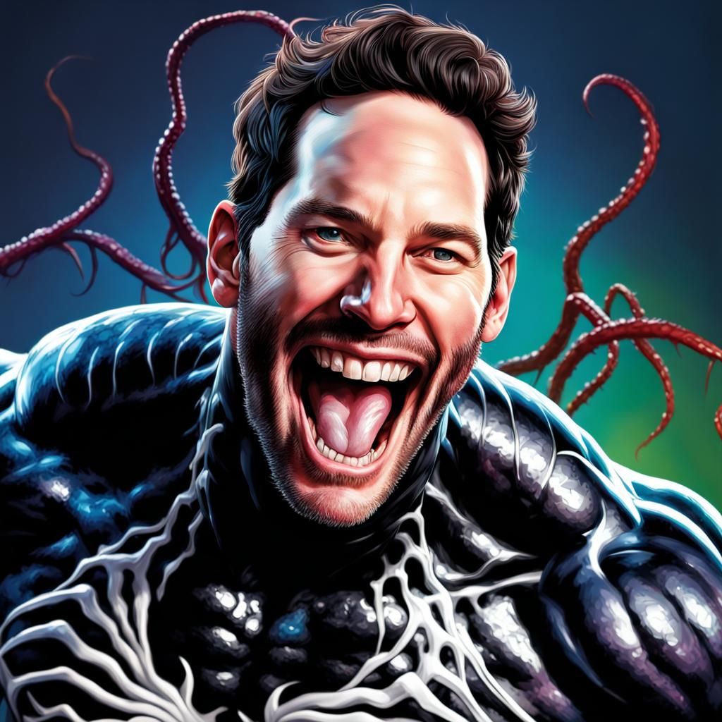 Venom Symbiote Takes Over Paul Rudd: Hyperrealistic Art