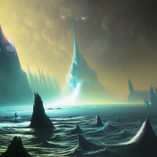 High Gothic Alien Ocean Storm in Deep Color