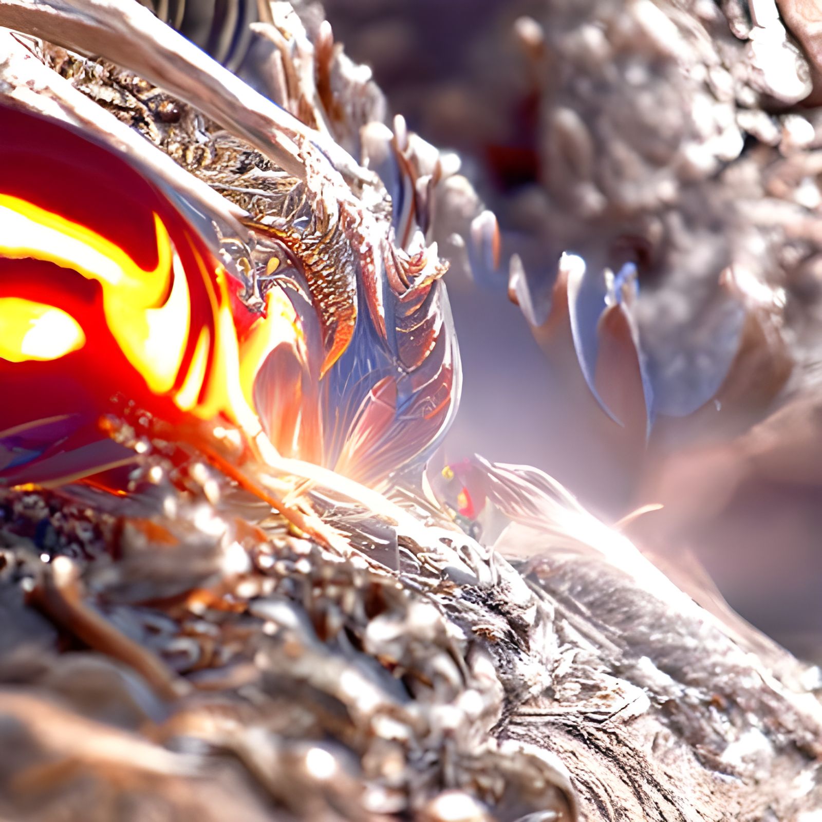 Cosmic Dragon Flame Reflection in Hyperdetailed 8K