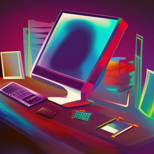 Hyperrealistic Computers in Splash Art Style