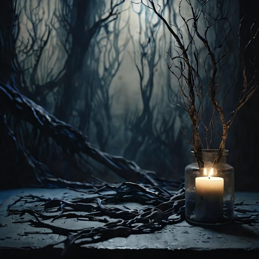 Ethereal Abstract Art with Ghostly Forms and Shadows