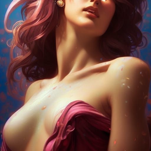 Detailed Portrait of Aphrodite in Art Nouveau Style