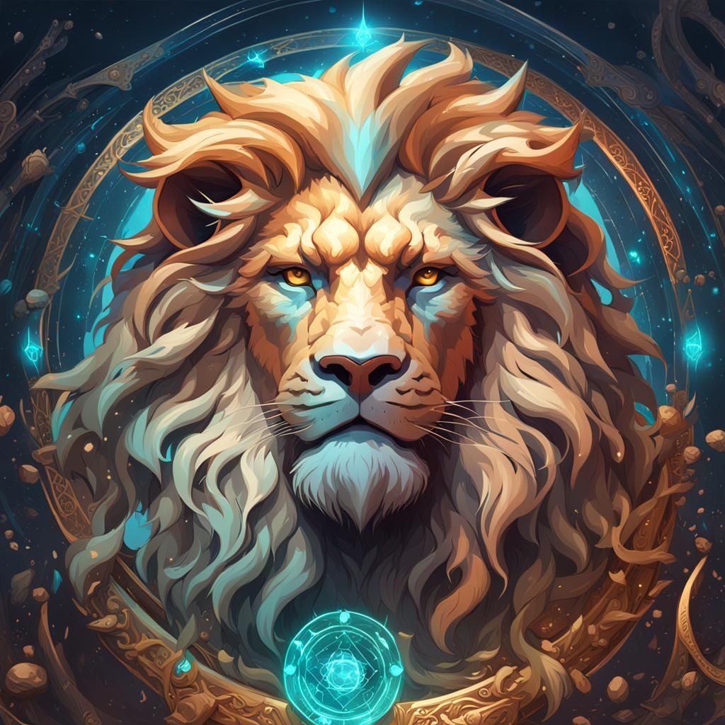 Leo Zodiac Sign Portrait in Hyperdetailed Style