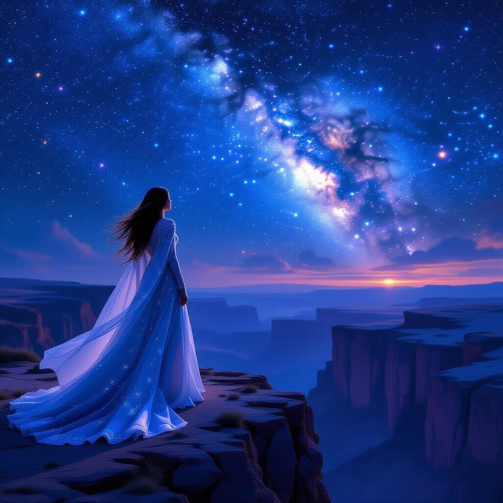 Celestial Woman Gazing at Scorpio in Hyperrealistic Style