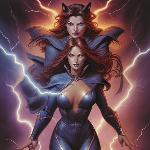 Mystical Fox with Dark Magic Lightning, Comic Art