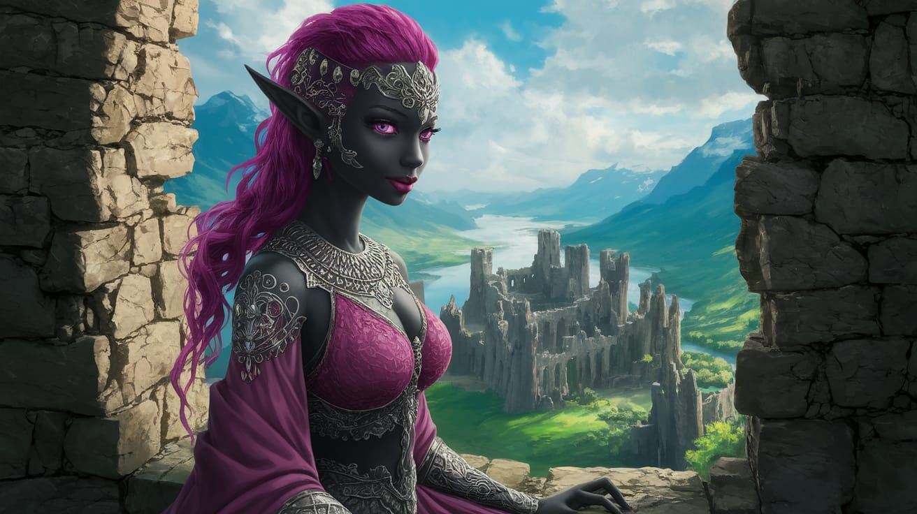 Dark Elf Princess in Hyrule Castle, Anime Style