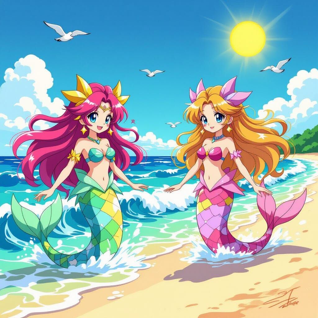 Yu-Gi-Oh Mermaids Emerge on a Sun-Kissed Beach