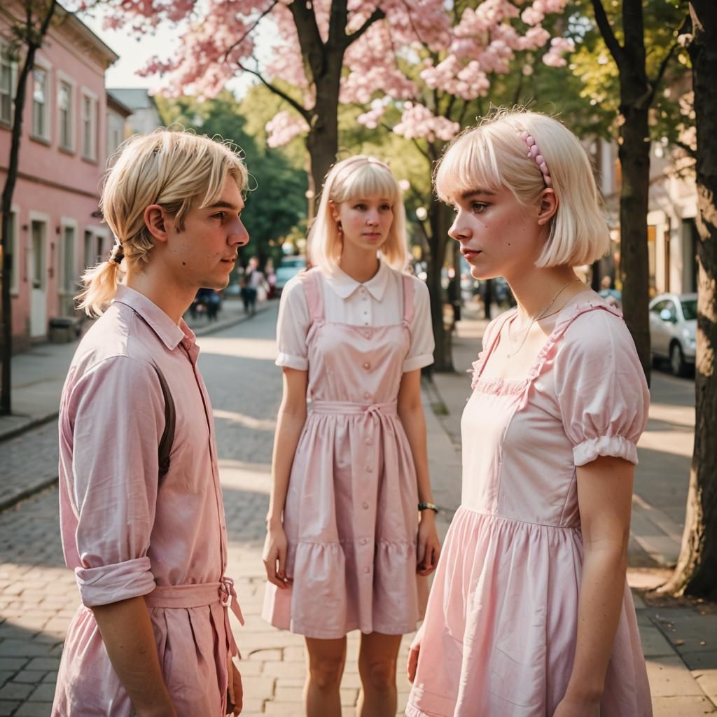 Boy in Babydoll Dress in Polaroid Photography Style