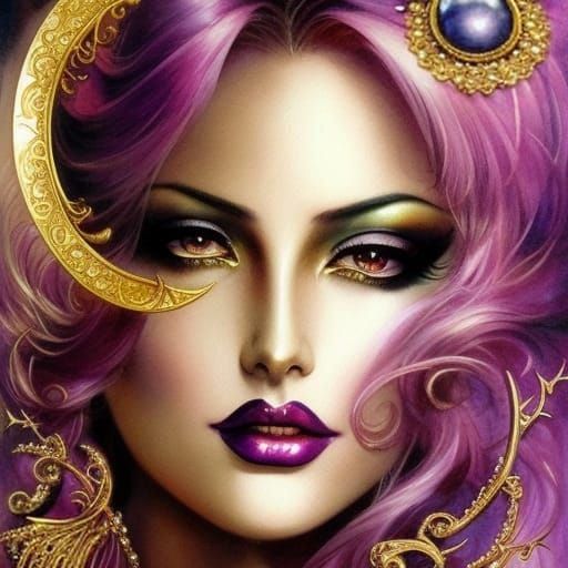 Beautiful Gothic Queen in Watercolor Style