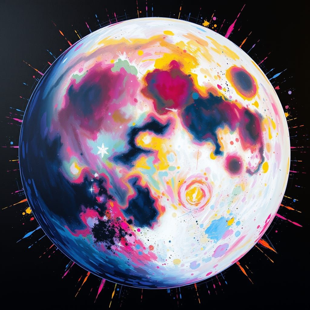 Vibrant, Oversized Moon Explodes in Kaleidoscopic Colors