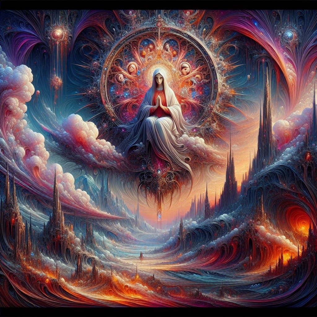 Fantastical Matte Painting of Holy Mary in 8k
