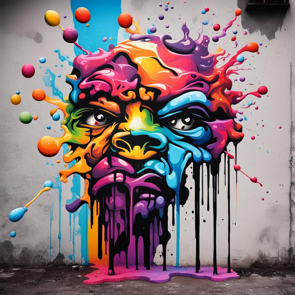 Colorful Graffiti Art with Splash and Street Art Elements