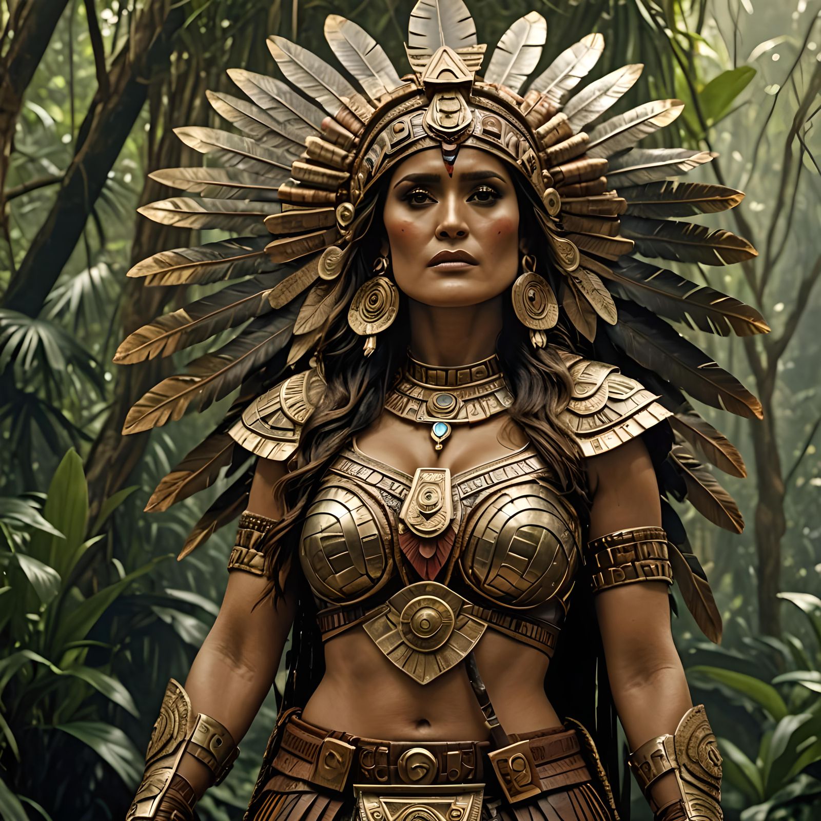 Aztec Warrior Empress Goddess in Jungle Scene
