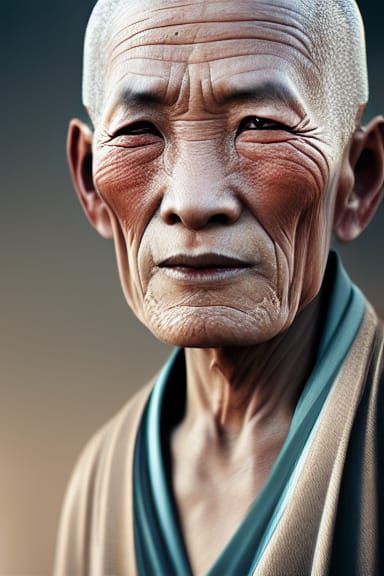 Intricate Portrait of a Tibetan Monk in Unreal Engine