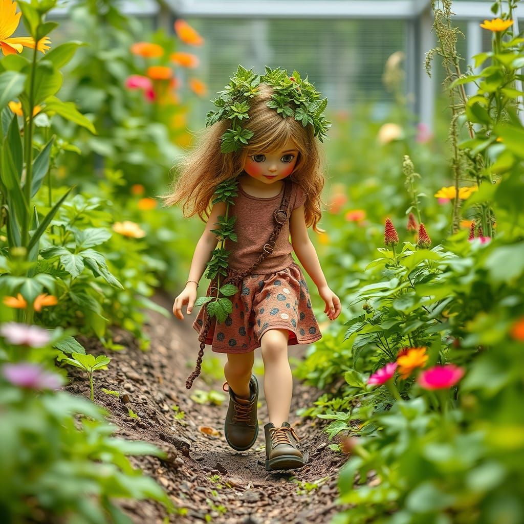 Organic Motherboard Garden Girl Walking