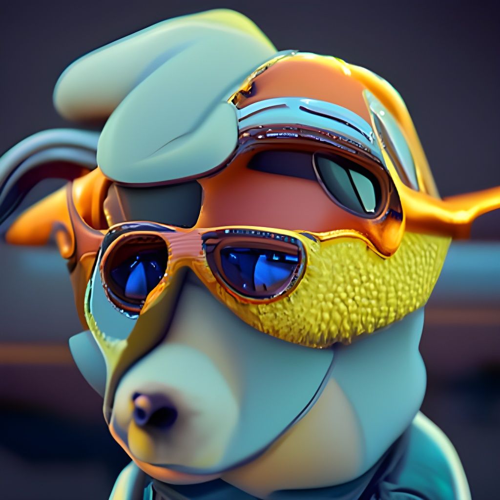 Golden Dog Aviator in Pixar Claymation Style
