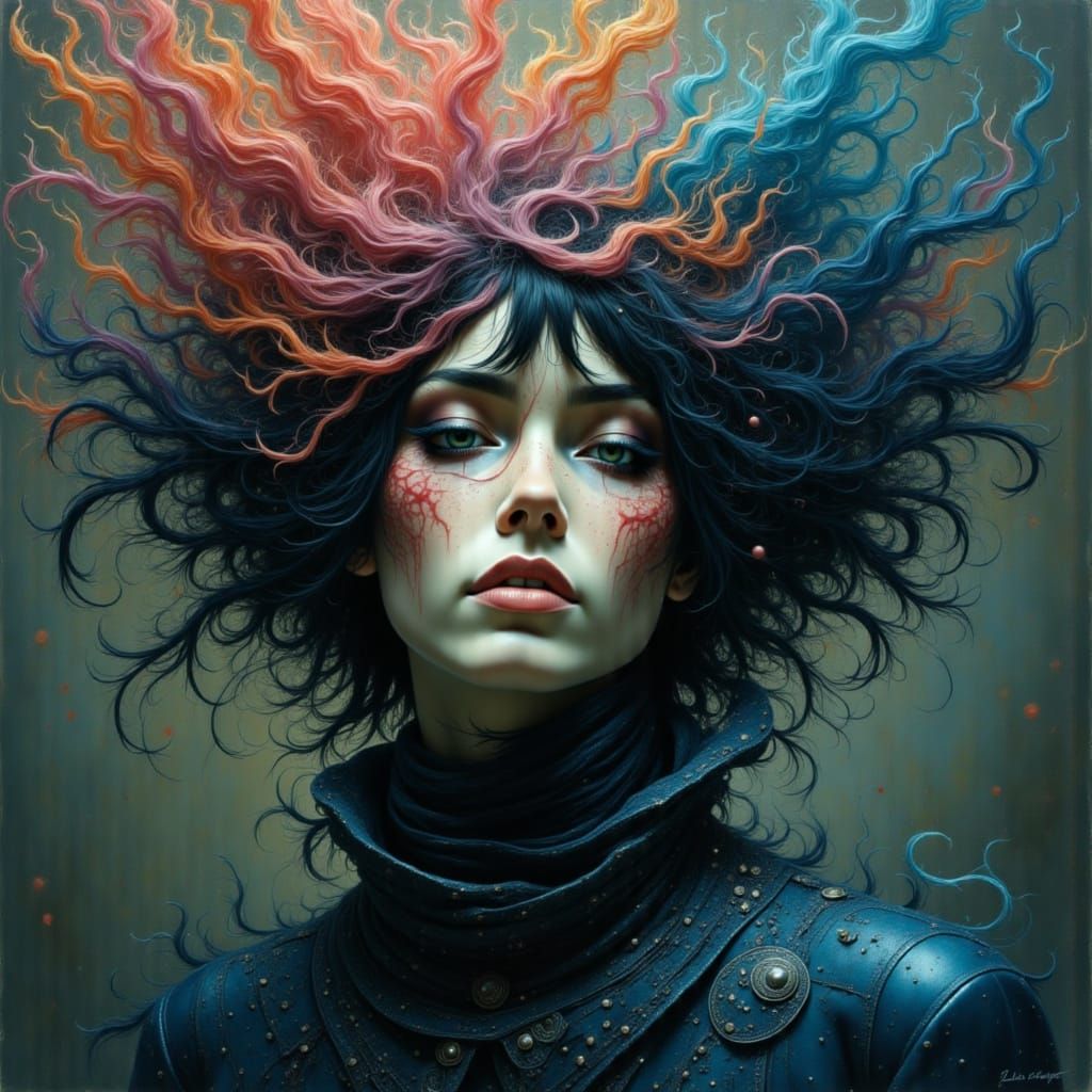 Surreal, Dreamlike Portrait in Vibrant Colors and Distorted ...