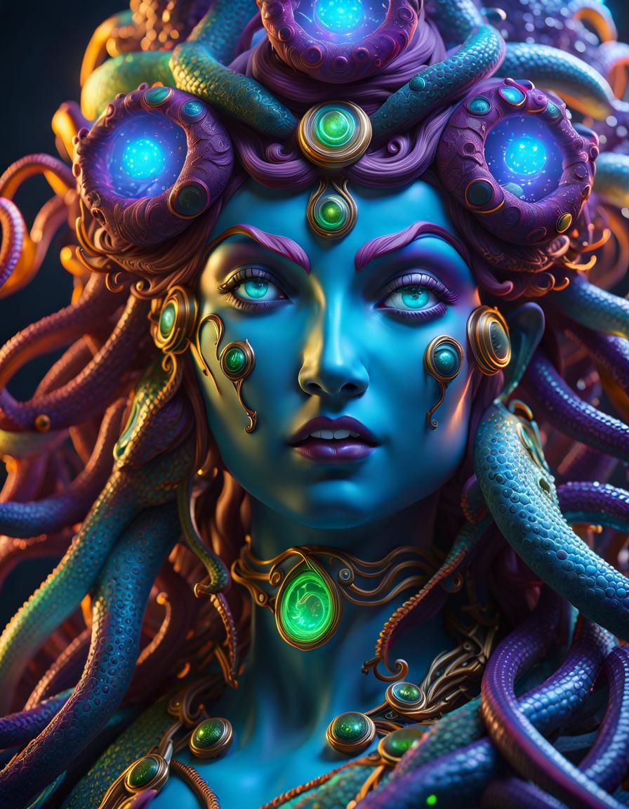 Bioluminescent Medusa: Detailed 8K Render