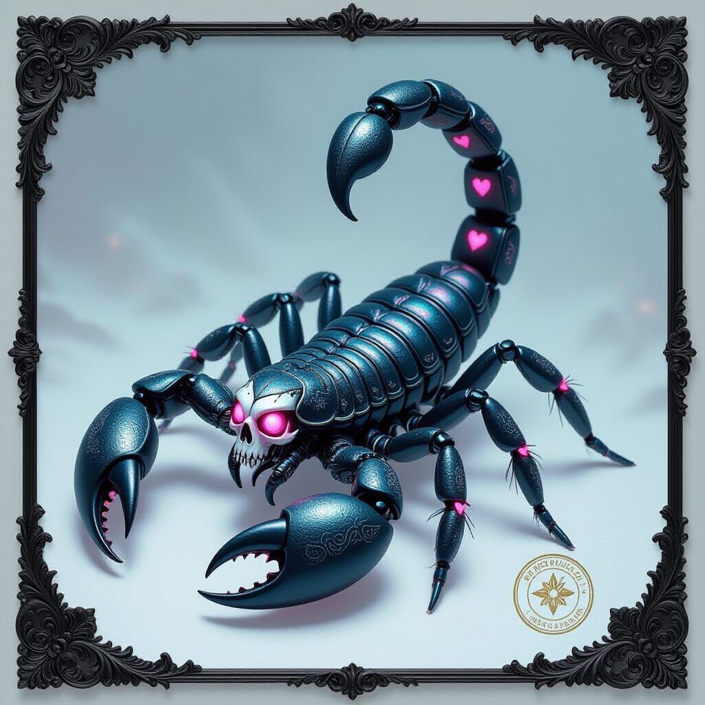 Mystical Iridescent Scorpion in Baroque Frame