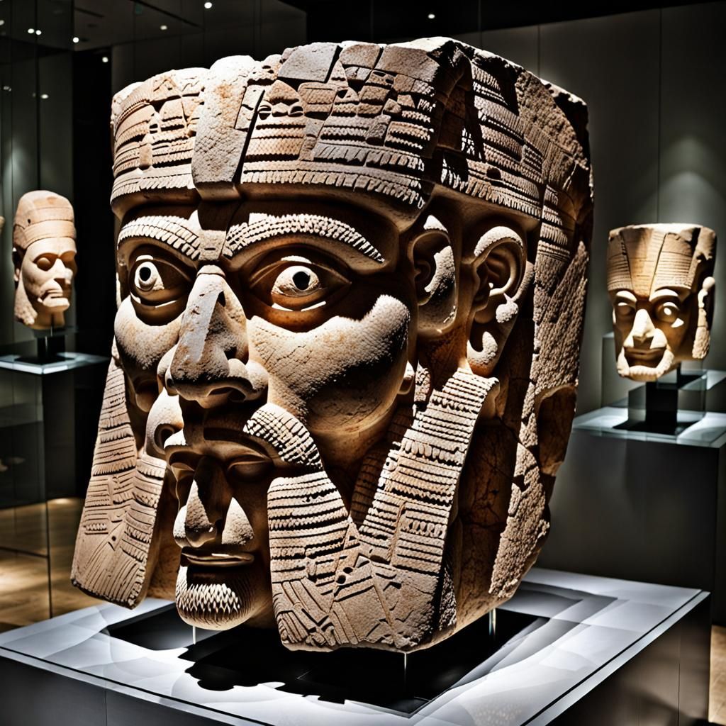 Neo-Assyrian Limestone Head of Pazuzu Sculpture