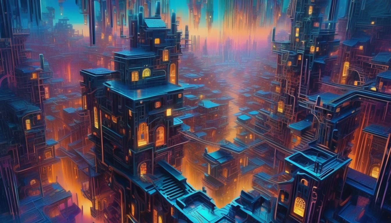 Cybernetic Circuit Face in Surrealist Void