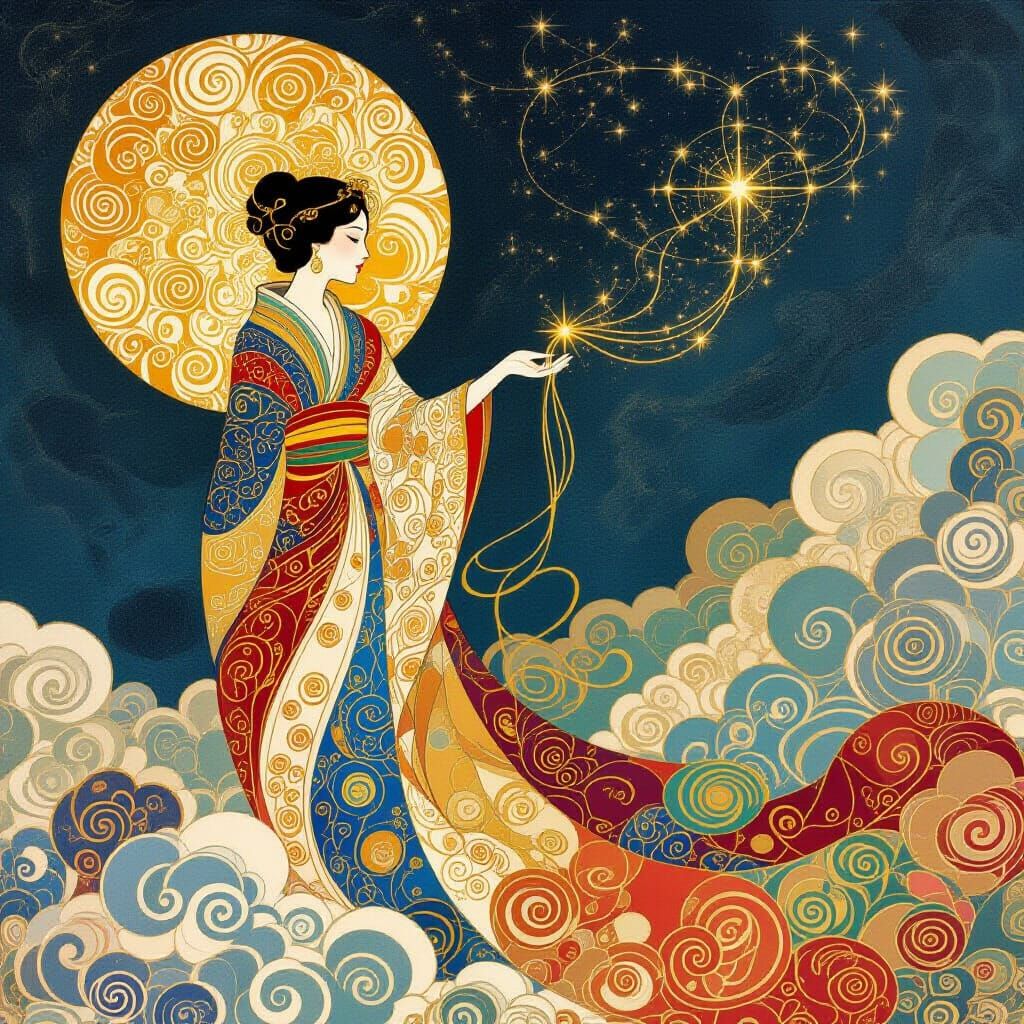 Ethereal Cloud Weaver Creates Constellation: Digital Paintin...