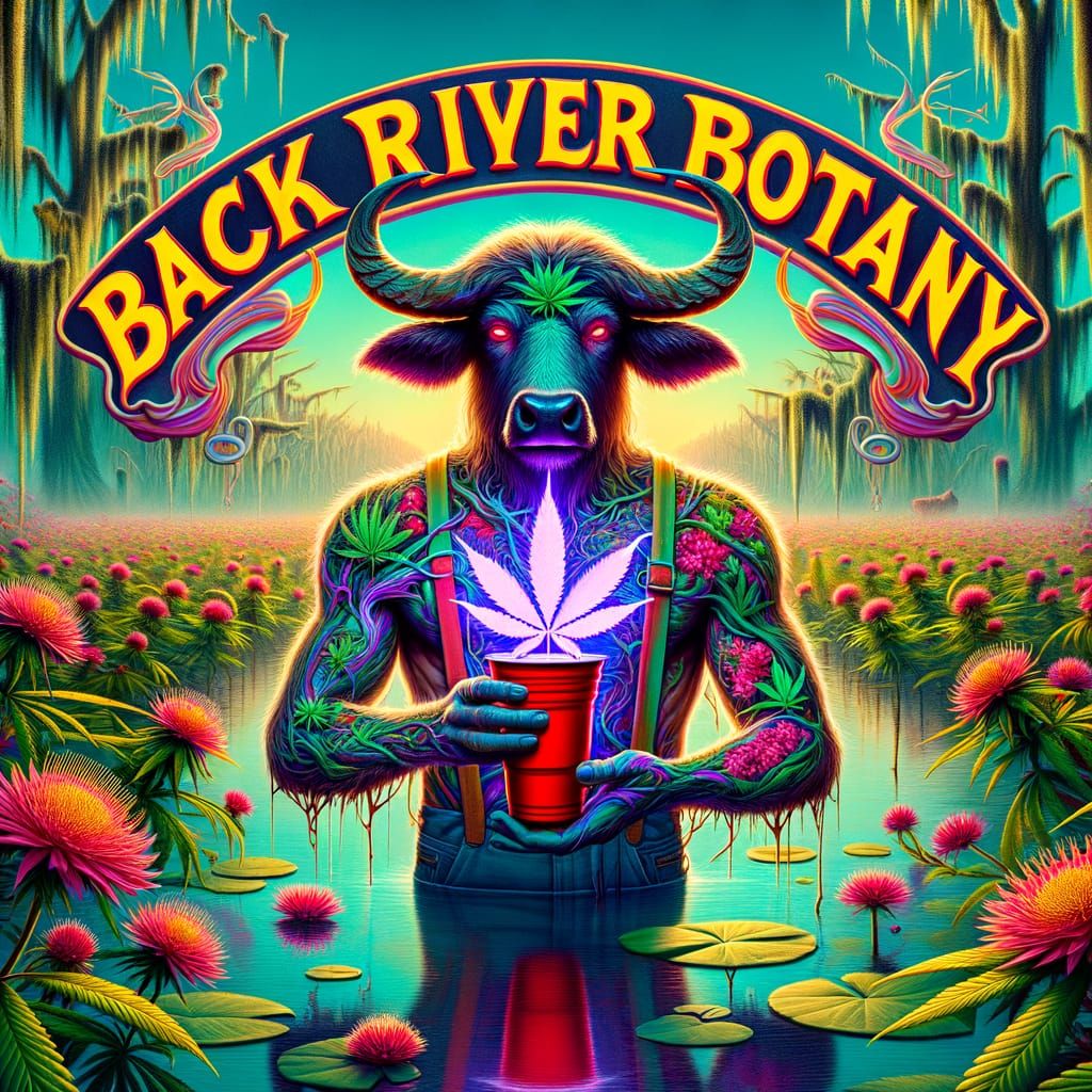 Psychedelic Bull-Man Logo in Digital Matte Painting