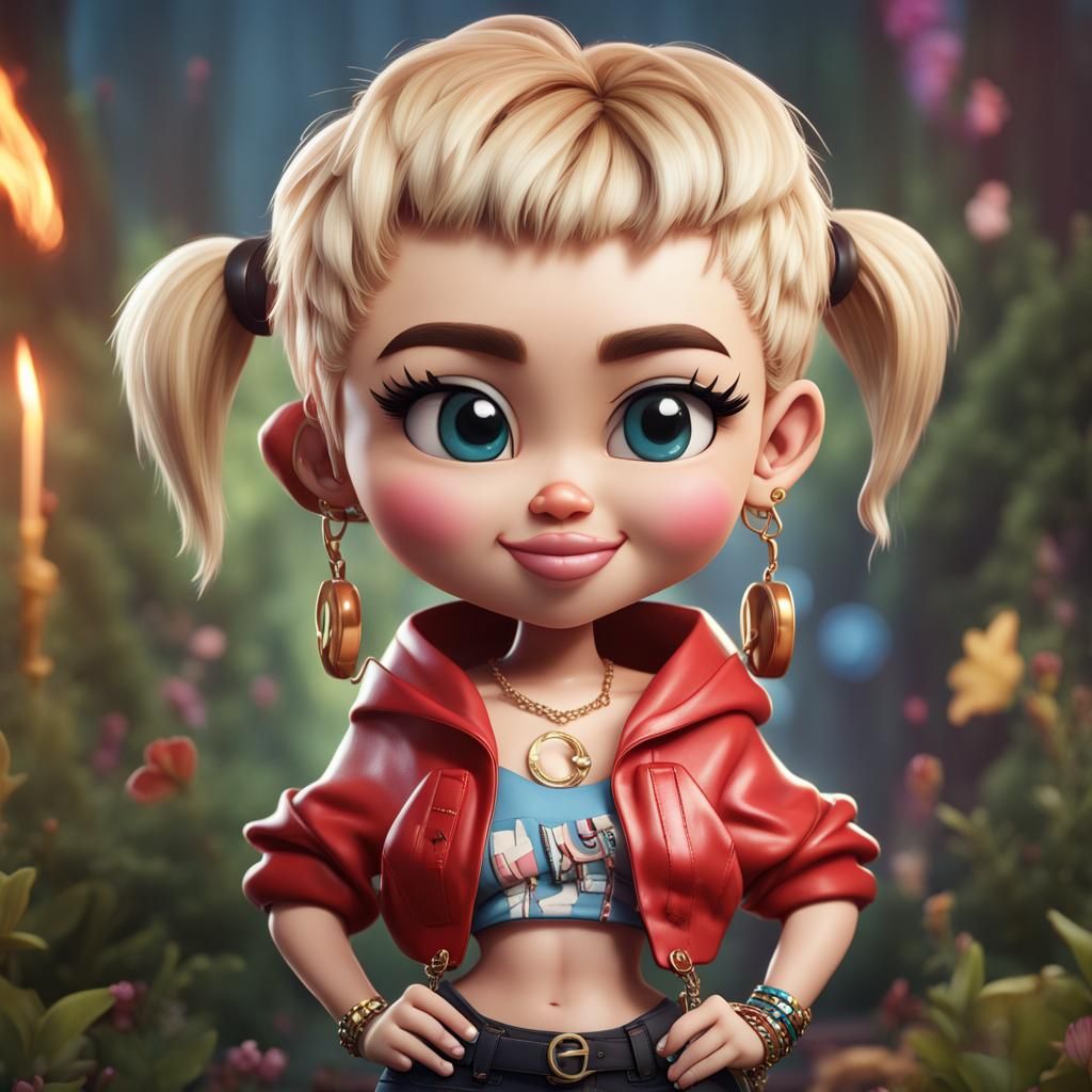 Hyperrealistic Miley Cyrus as Cute Chibi