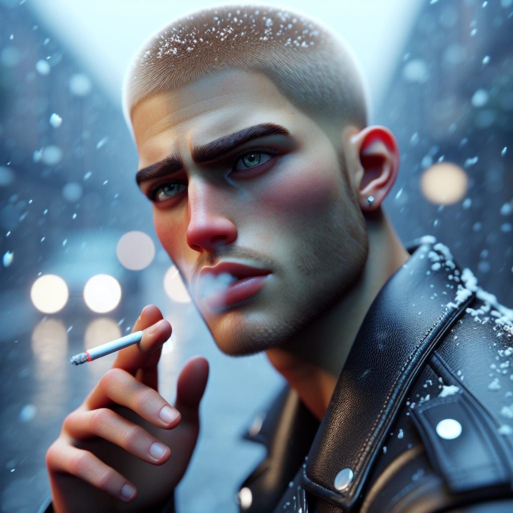 Enigmatic Athlete in Snowy Scene