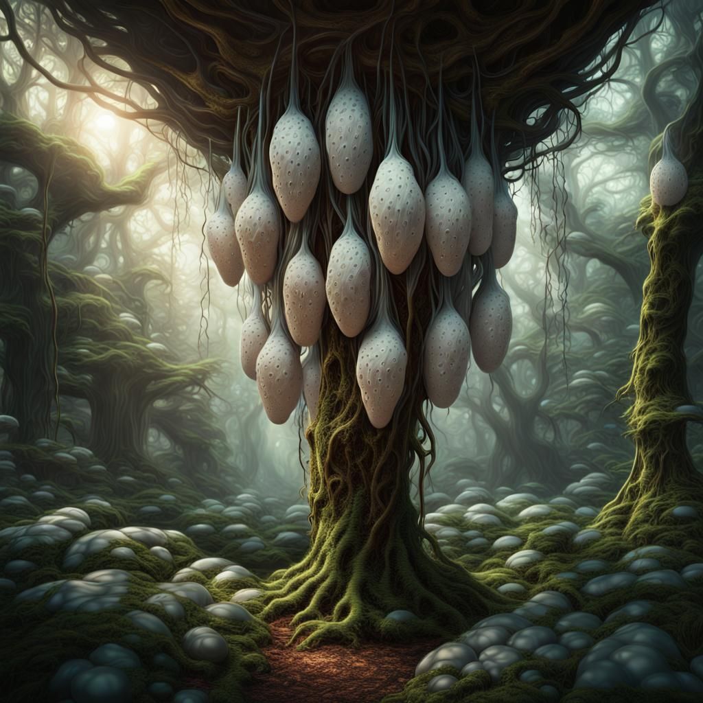 Phantom Embryonic Cocoons in Mystical Forest
