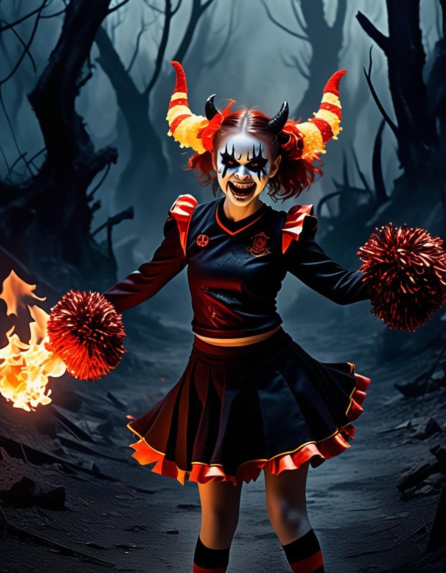 Fiery Demon Cheerleader in Hellscape