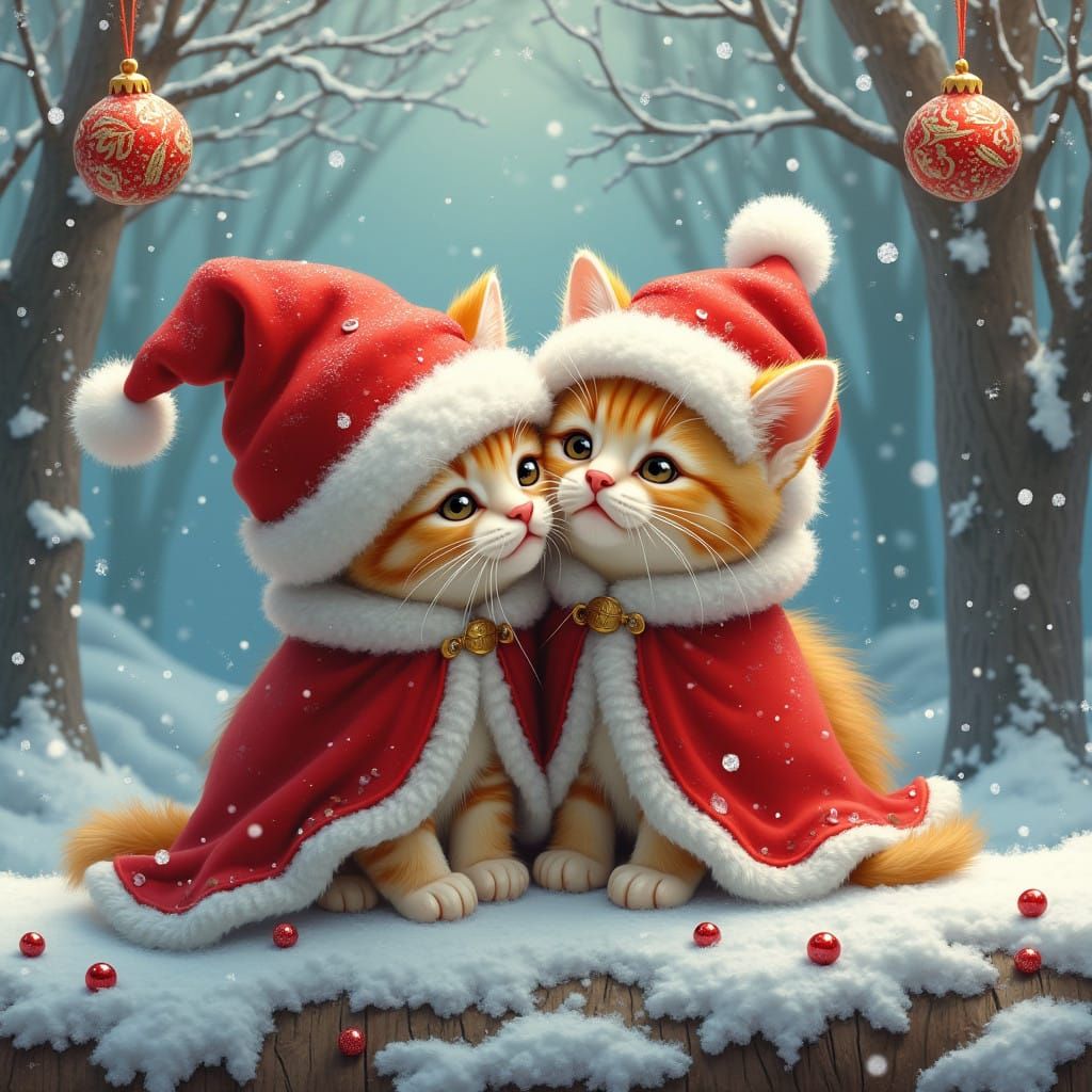 Festive Kittens in Winter Wonderland