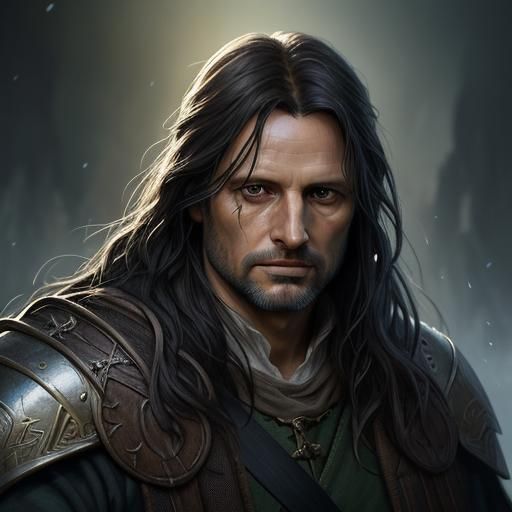 Aragorn Portrait in Hyperdetailed Digital Art Style