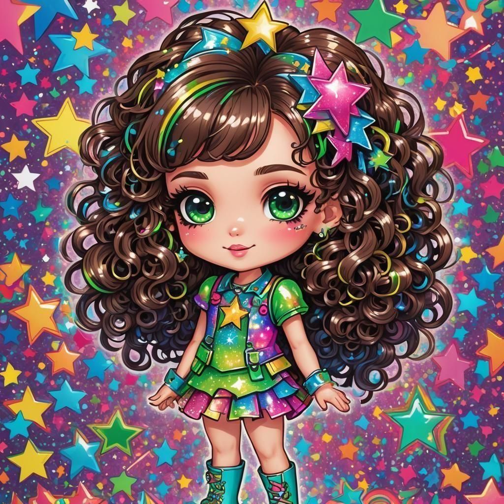 Kawaii Rockstar Girl in Vibrant Chibi Style